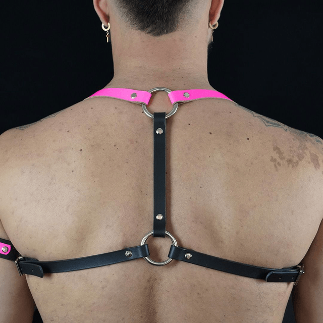 Neon Pink & Black Leather Shoulder Harness