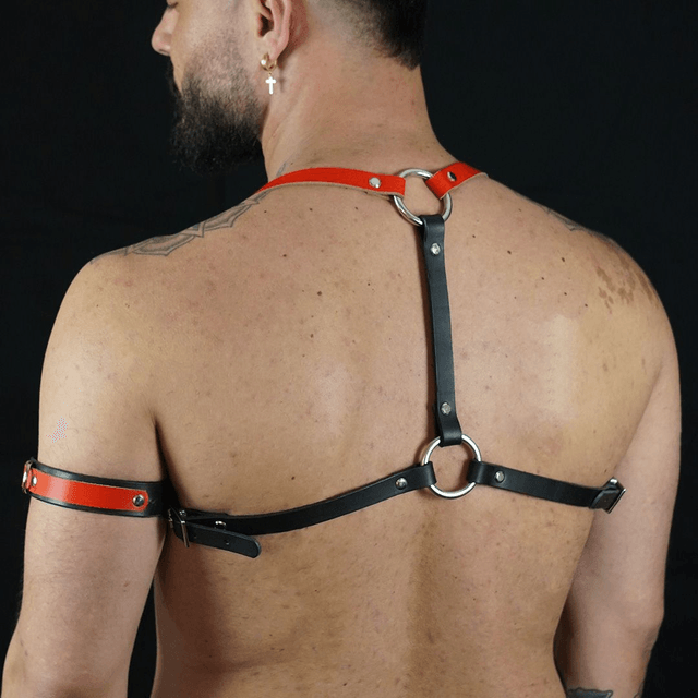 Red & Black Leather Shoulder Harness