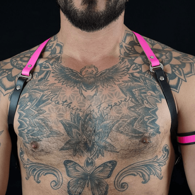 Neon Pink & Black Leather Shoulder Harness