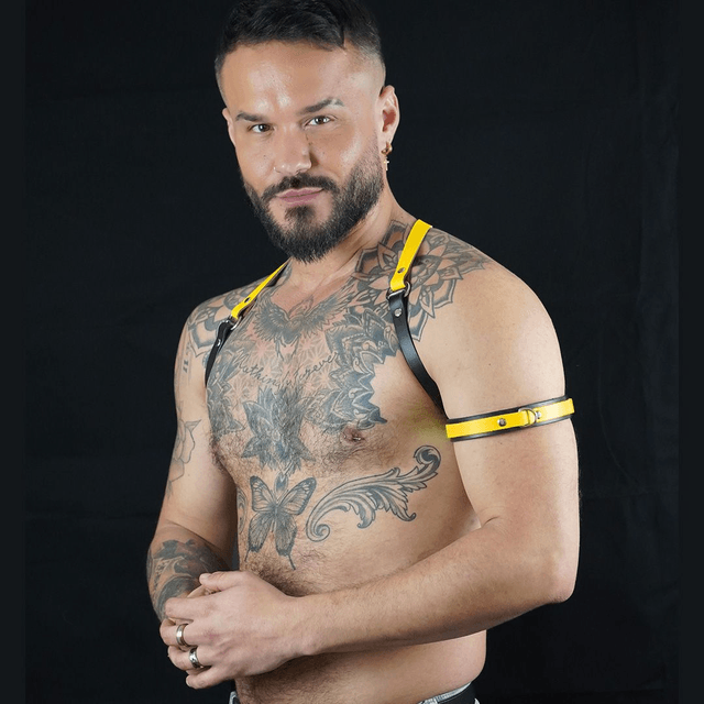 Yellow & Black Leather Shoulder Harness
