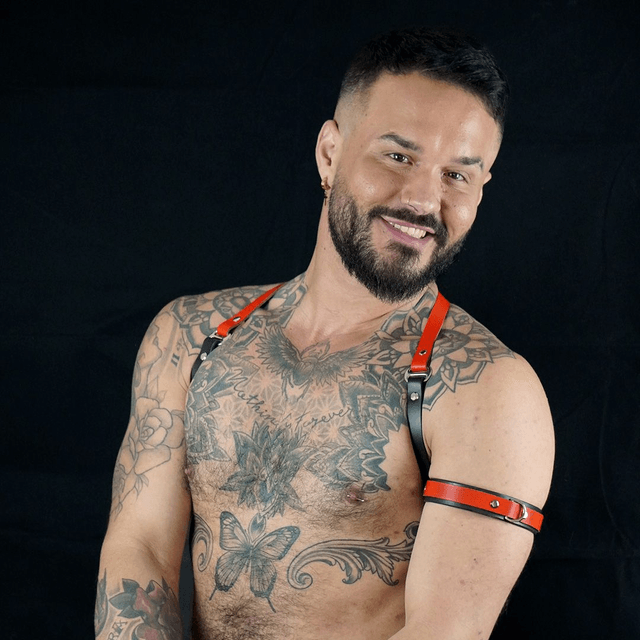 Red & Black Leather Shoulder Harness
